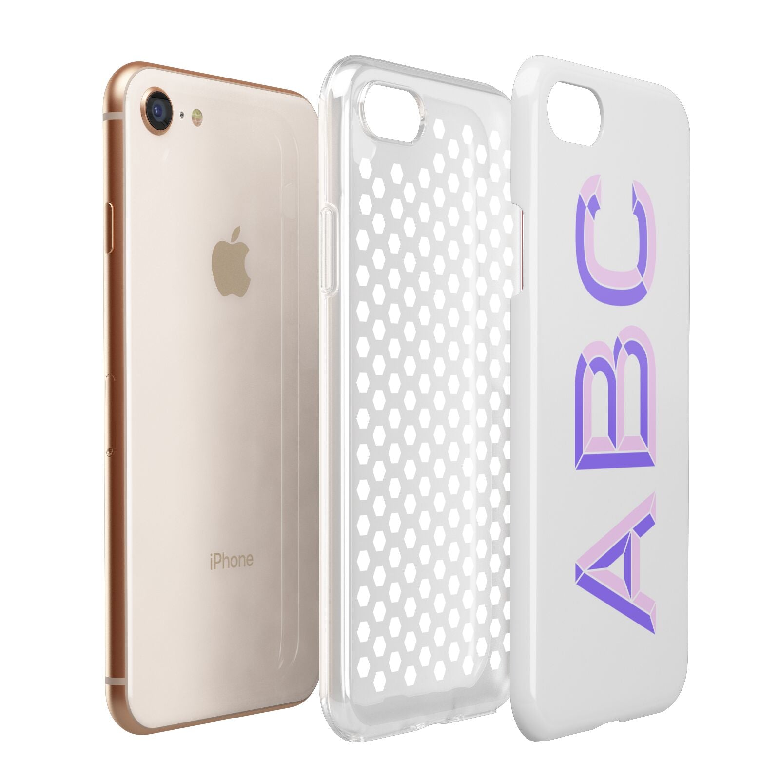Personalised 3D Initials Monogram Clear Custom Apple iPhone 7 8 3D Tough Case Expanded View