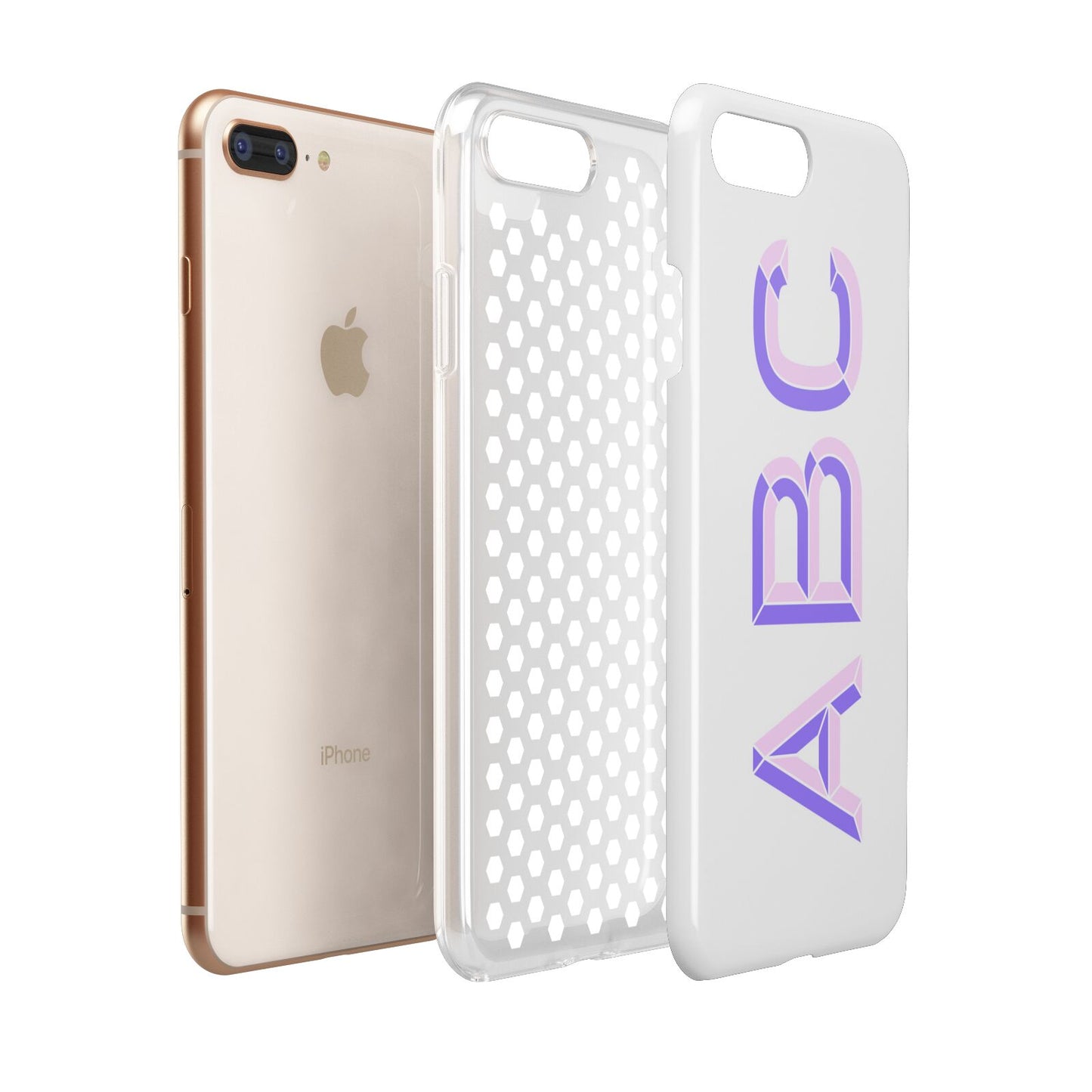 Personalised 3D Initials Monogram Clear Custom Apple iPhone 7 8 Plus 3D Tough Case Expanded View