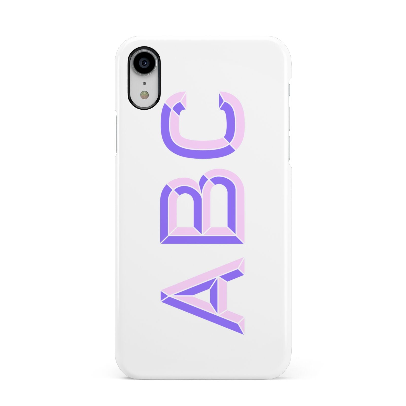 Personalised 3D Initials Monogram Clear Custom Apple iPhone XR White 3D Snap Case