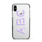 Personalised 3D Initials Monogram Clear Custom Apple iPhone Xs Impact Case Black Edge on Silver Phone