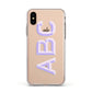 Personalised 3D Initials Monogram Clear Custom Apple iPhone Xs Impact Case White Edge on Gold Phone