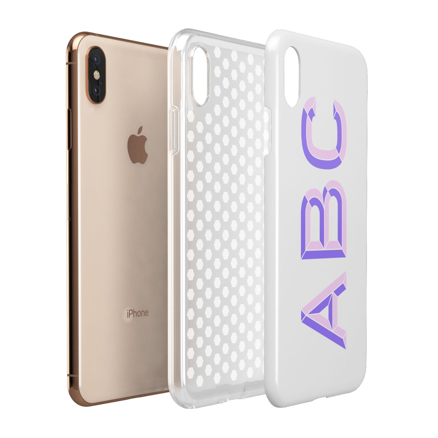 Personalised 3D Initials Monogram Clear Custom Apple iPhone Xs Max 3D Tough Case Expanded View
