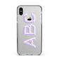 Personalised 3D Initials Monogram Clear Custom Apple iPhone Xs Max Impact Case Black Edge on Silver Phone