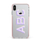 Personalised 3D Initials Monogram Clear Custom Apple iPhone Xs Max Impact Case Pink Edge on Silver Phone