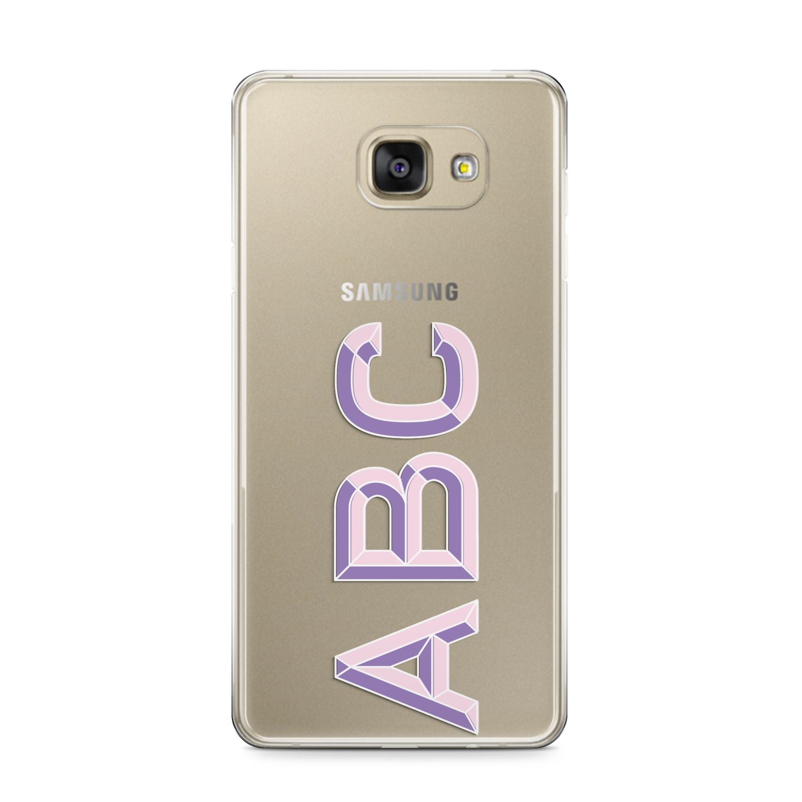 Personalised 3D Initials Monogram Clear Custom Samsung Galaxy A9 2016 Case on gold phone