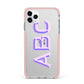 Personalised 3D Initials Monogram Clear Custom iPhone 11 Pro Max Impact Pink Edge Case