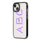 Personalised 3D Initials Monogram Clear Custom iPhone 13 Black Impact Case Side Angle on Silver phone
