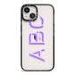 Personalised 3D Initials Monogram Clear Custom iPhone 13 Black Impact Case on Silver phone