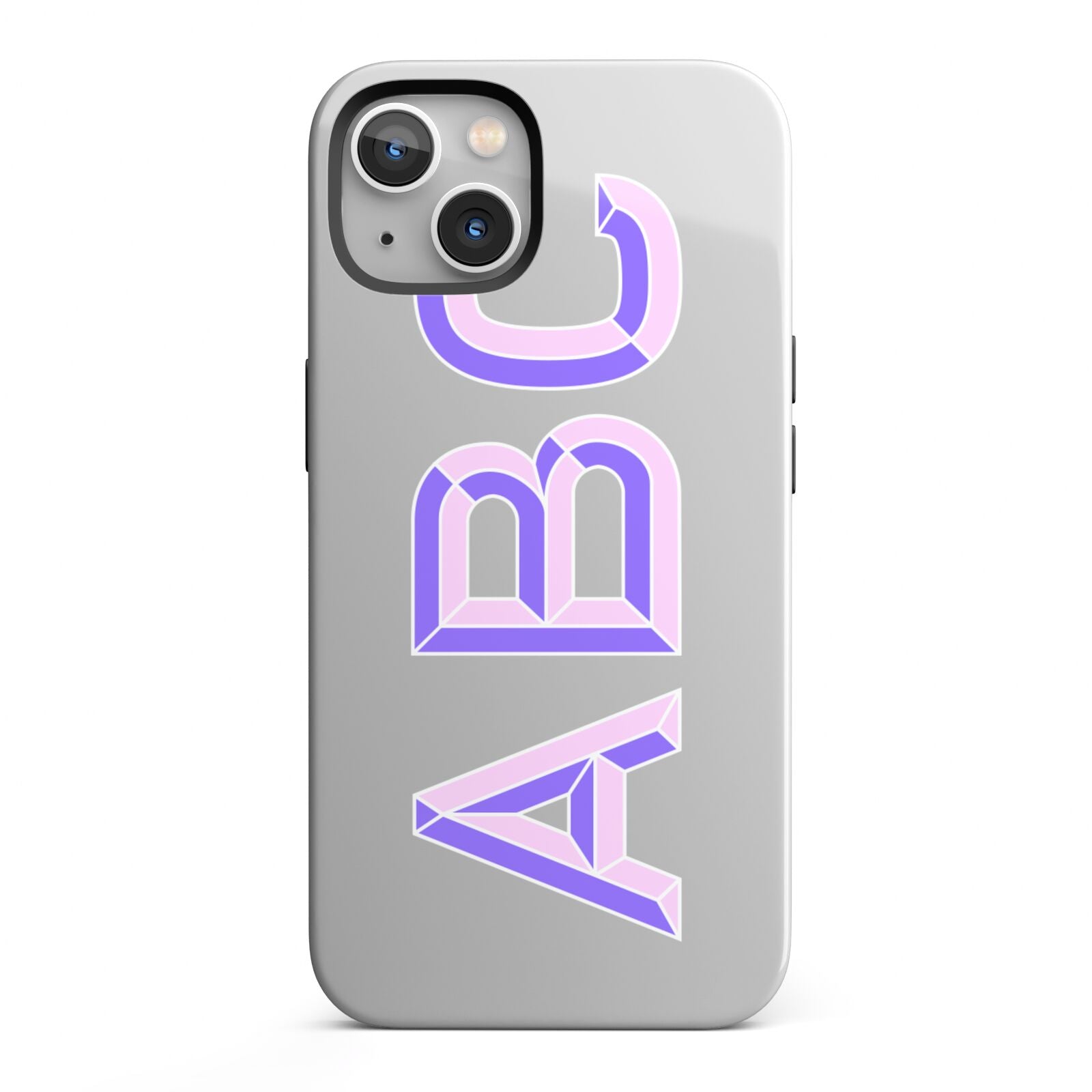 Personalised 3D Initials Monogram Clear Custom iPhone 13 Full Wrap 3D Tough Case