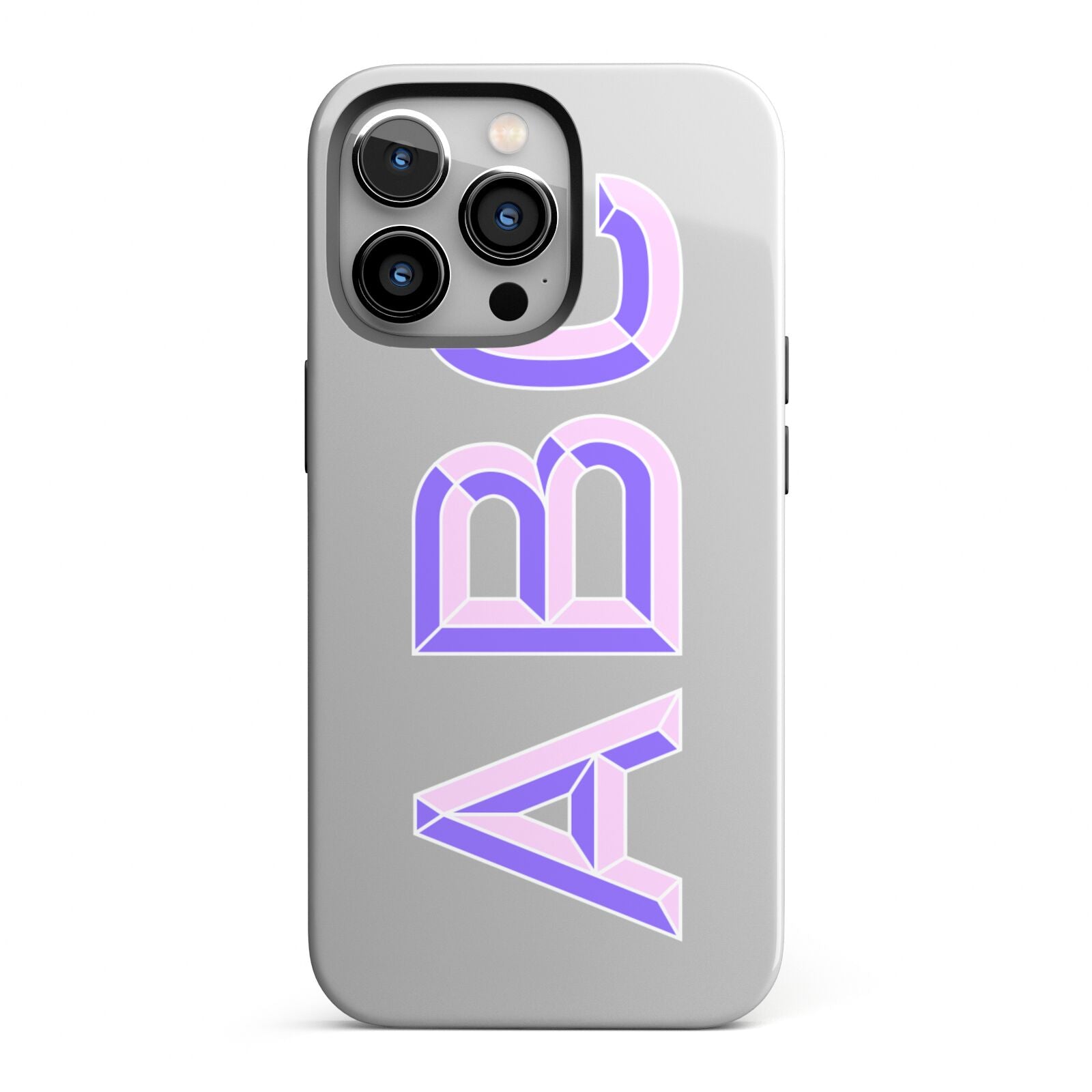 Personalised 3D Initials Monogram Clear Custom iPhone 13 Pro Full Wrap 3D Tough Case