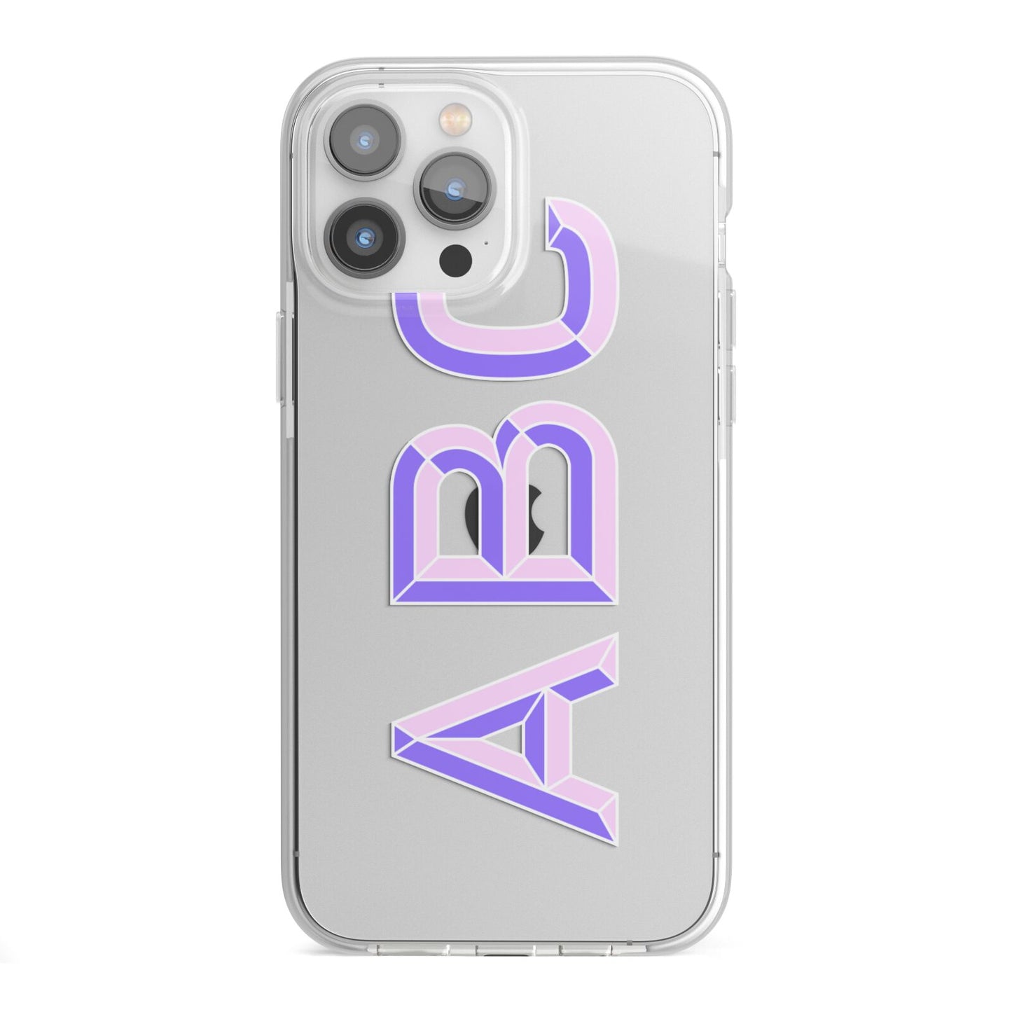 Personalised 3D Initials Monogram Clear Custom iPhone 13 Pro Max TPU Impact Case with White Edges
