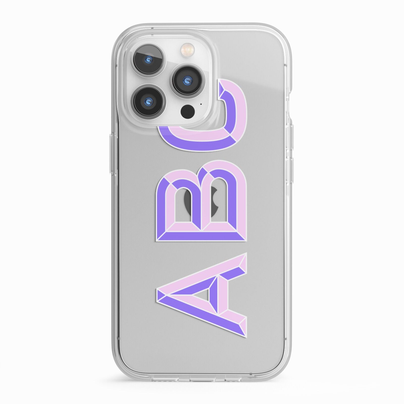 Personalised 3D Initials Monogram Clear Custom iPhone 13 Pro TPU Impact Case with White Edges