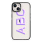 Personalised 3D Initials Monogram Clear Custom iPhone 14 Black Impact Case on Silver phone