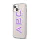 Personalised 3D Initials Monogram Clear Custom iPhone 14 Plus Clear Tough Case Starlight Angled Image