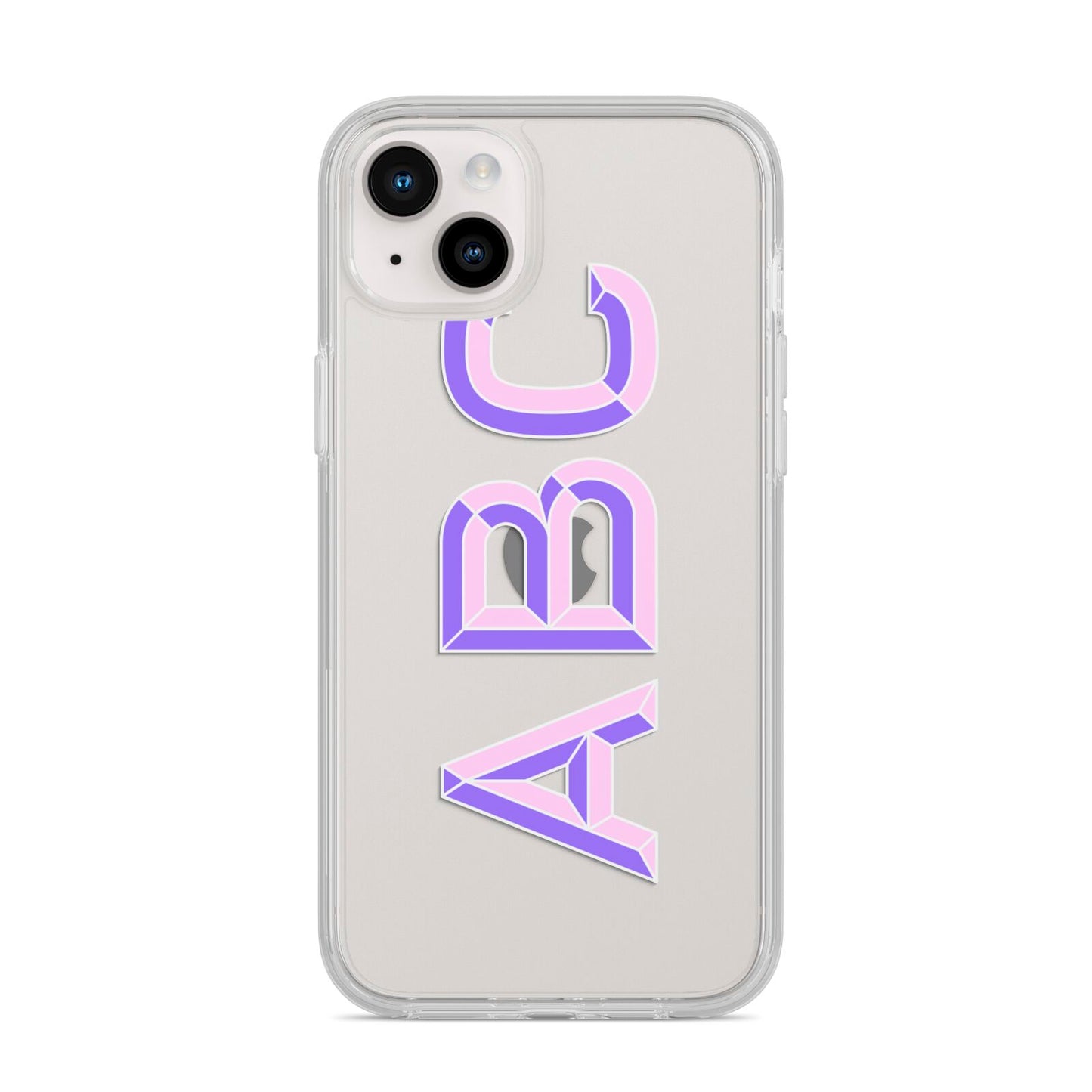 Personalised 3D Initials Monogram Clear Custom iPhone 14 Plus Clear Tough Case Starlight