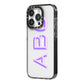 Personalised 3D Initials Monogram Clear Custom iPhone 14 Pro Black Impact Case Side Angle on Silver phone