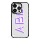 Personalised 3D Initials Monogram Clear Custom iPhone 14 Pro Black Impact Case on Silver phone