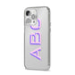 Personalised 3D Initials Monogram Clear Custom iPhone 14 Pro Max Clear Tough Case Silver Angled Image
