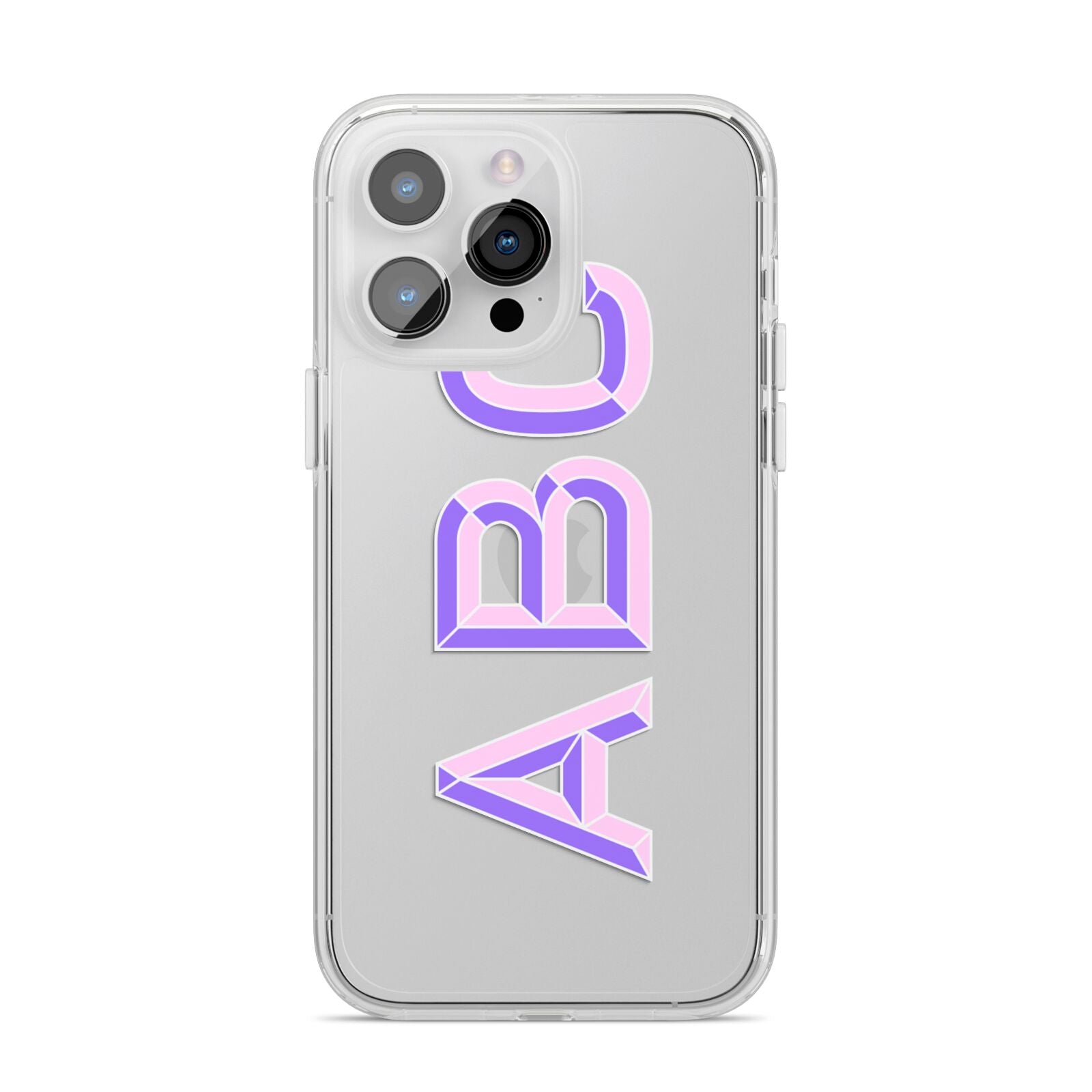 Personalised 3D Initials Monogram Clear Custom iPhone 14 Pro Max Clear Tough Case Silver