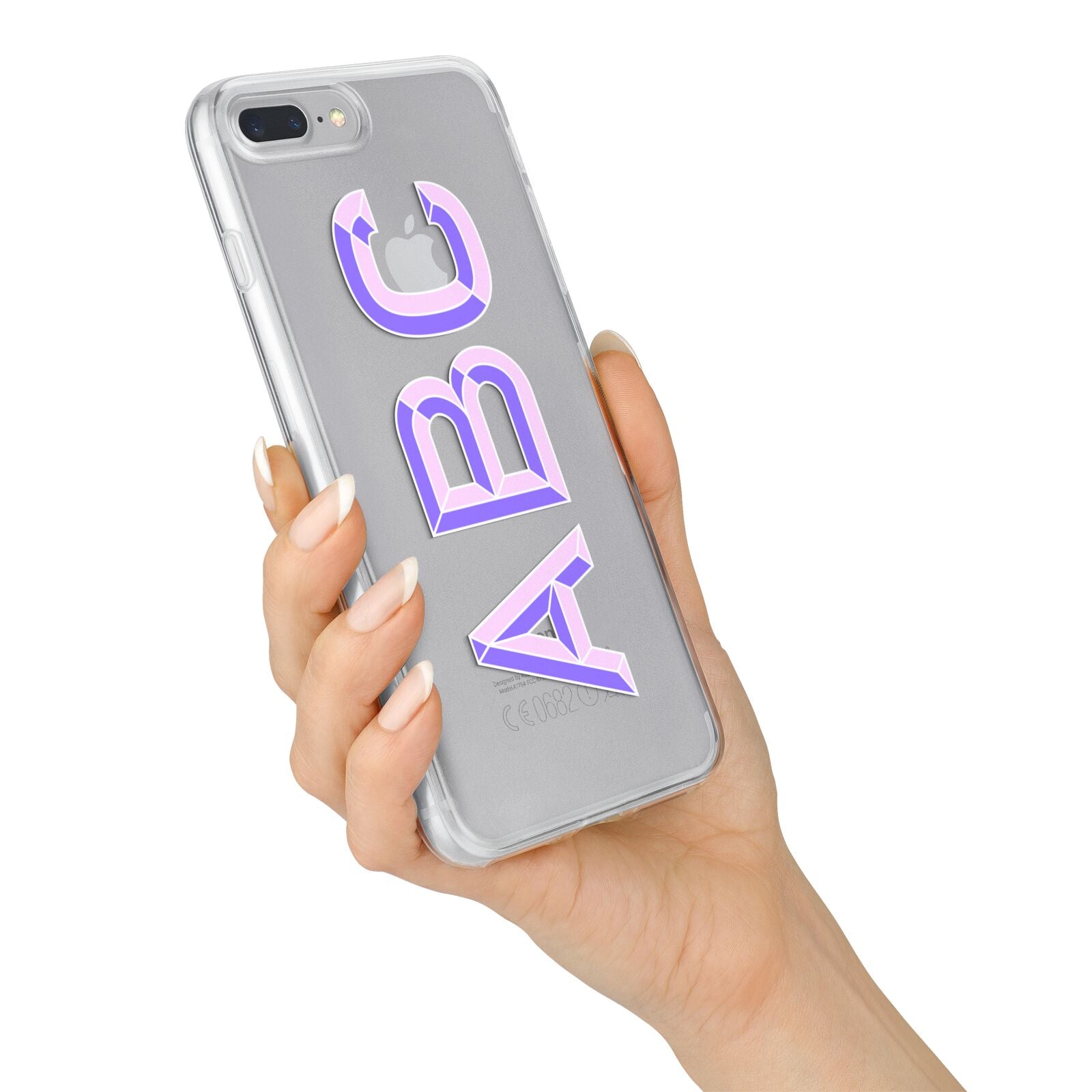 Personalised 3D Initials Monogram Clear Custom iPhone 7 Plus Bumper Case on Silver iPhone Alternative Image