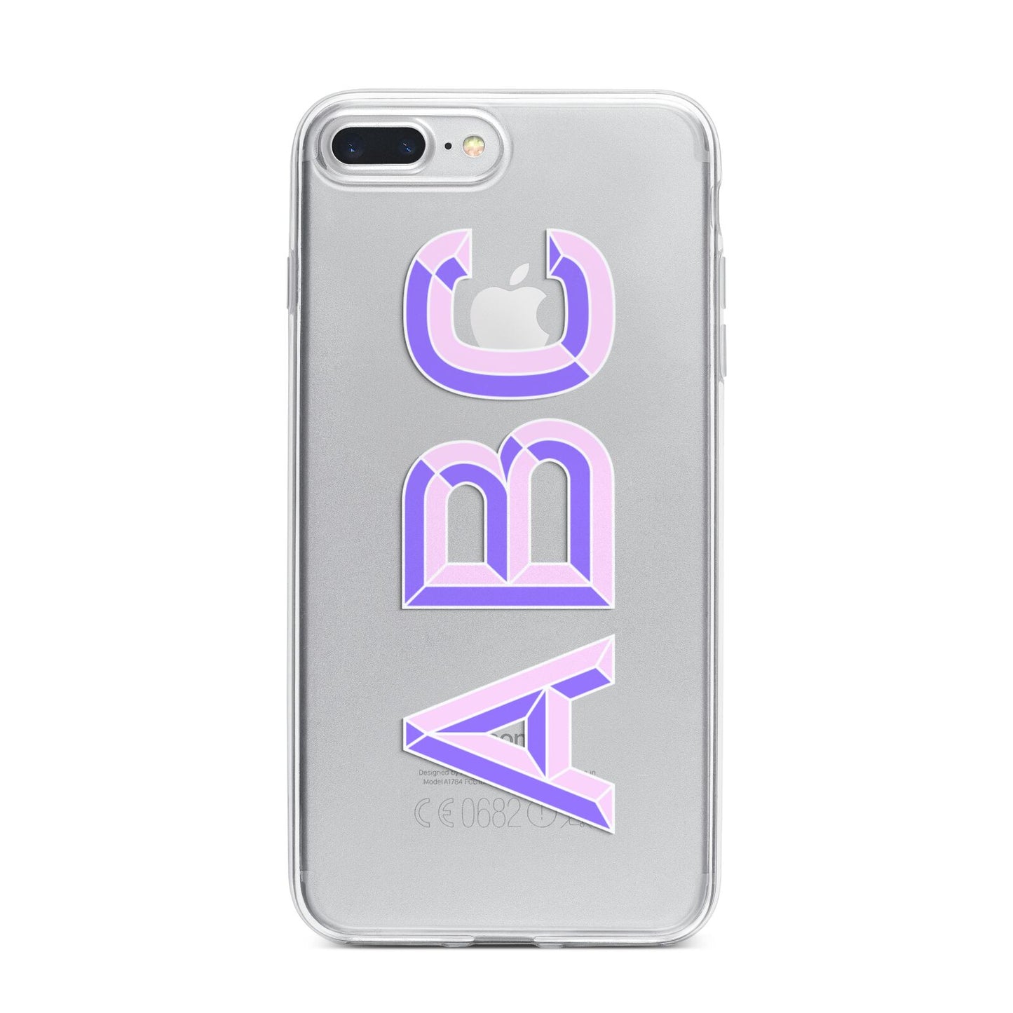 Personalised 3D Initials Monogram Clear Custom iPhone 7 Plus Bumper Case on Silver iPhone