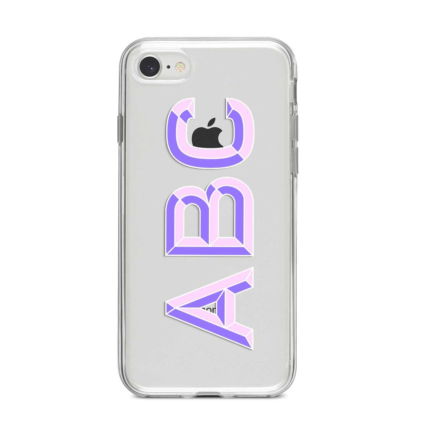 Personalised 3D Initials Monogram Clear Custom iPhone 8 Bumper Case on Silver iPhone