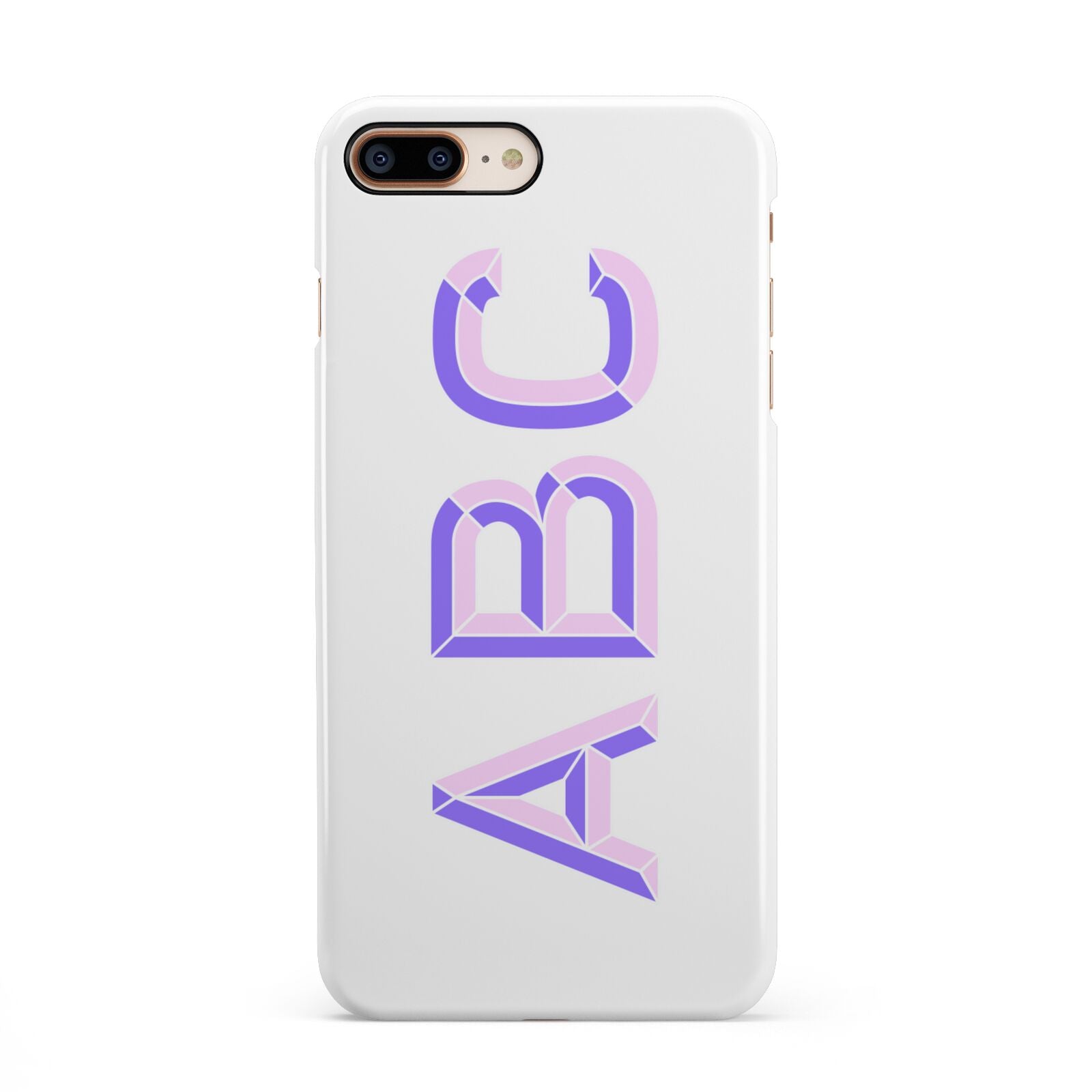 Personalised 3D Initials Monogram Clear Custom iPhone 8 Plus 3D Snap Case on Gold Phone
