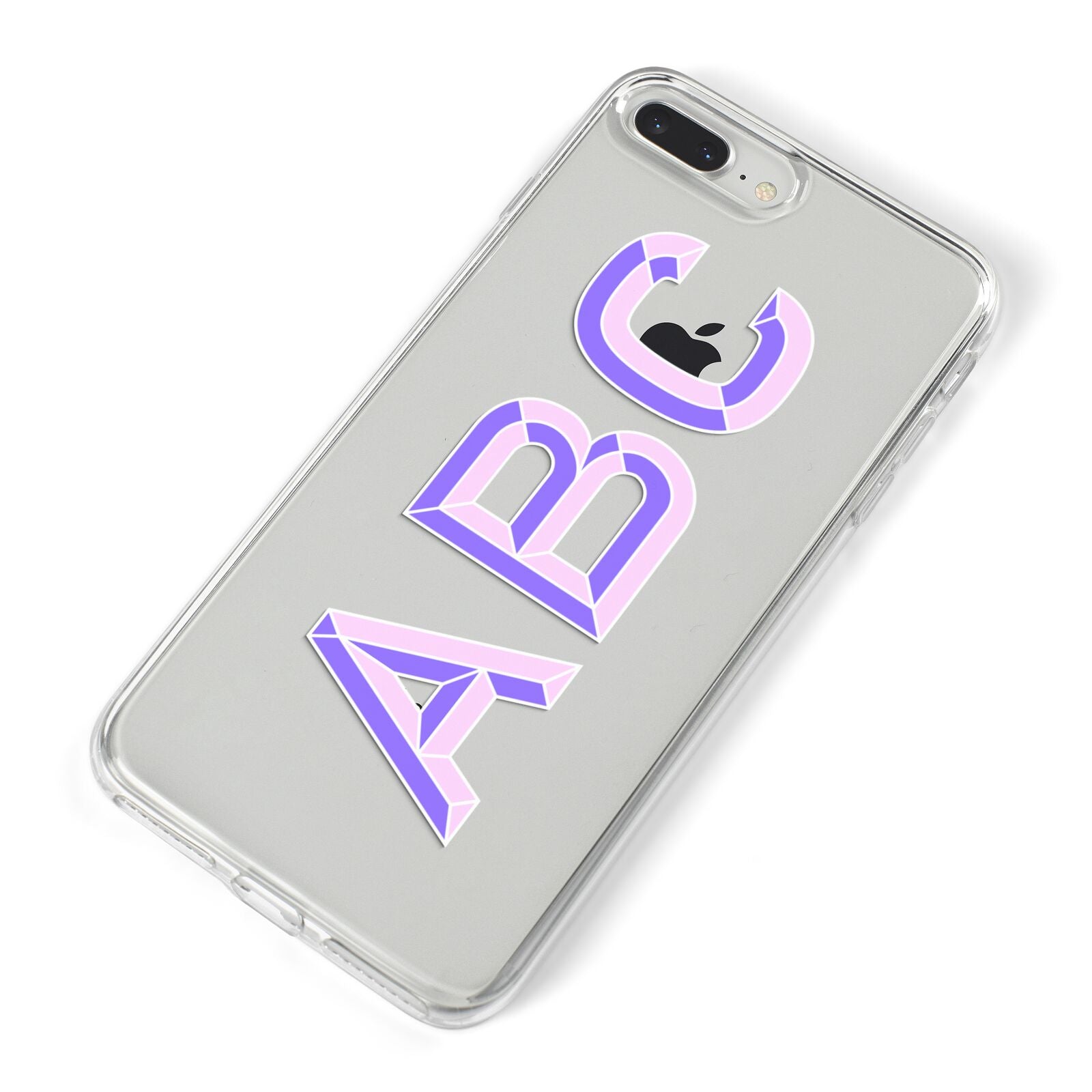 Personalised 3D Initials Monogram Clear Custom iPhone 8 Plus Bumper Case on Silver iPhone Alternative Image