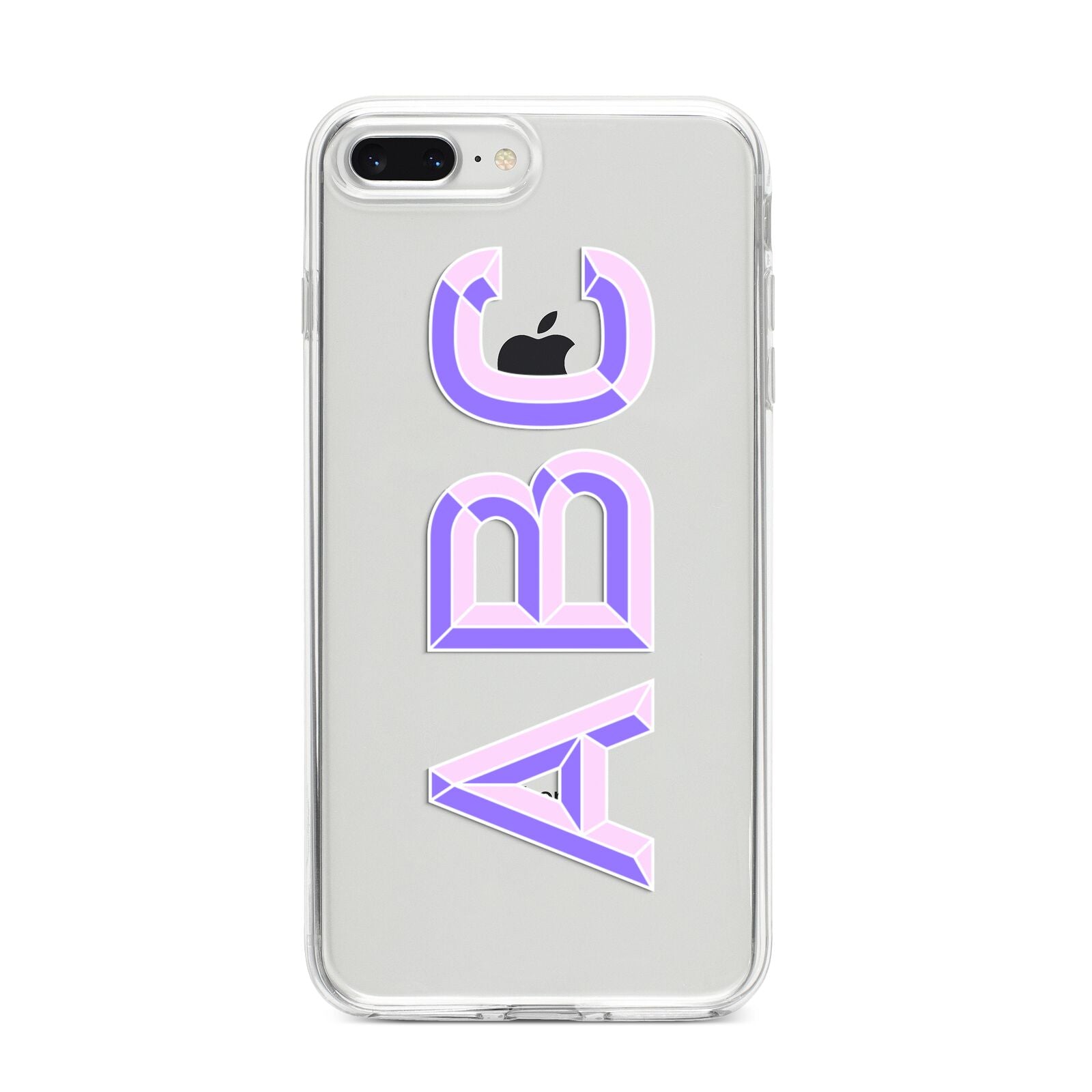 Personalised 3D Initials Monogram Clear Custom iPhone 8 Plus Bumper Case on Silver iPhone