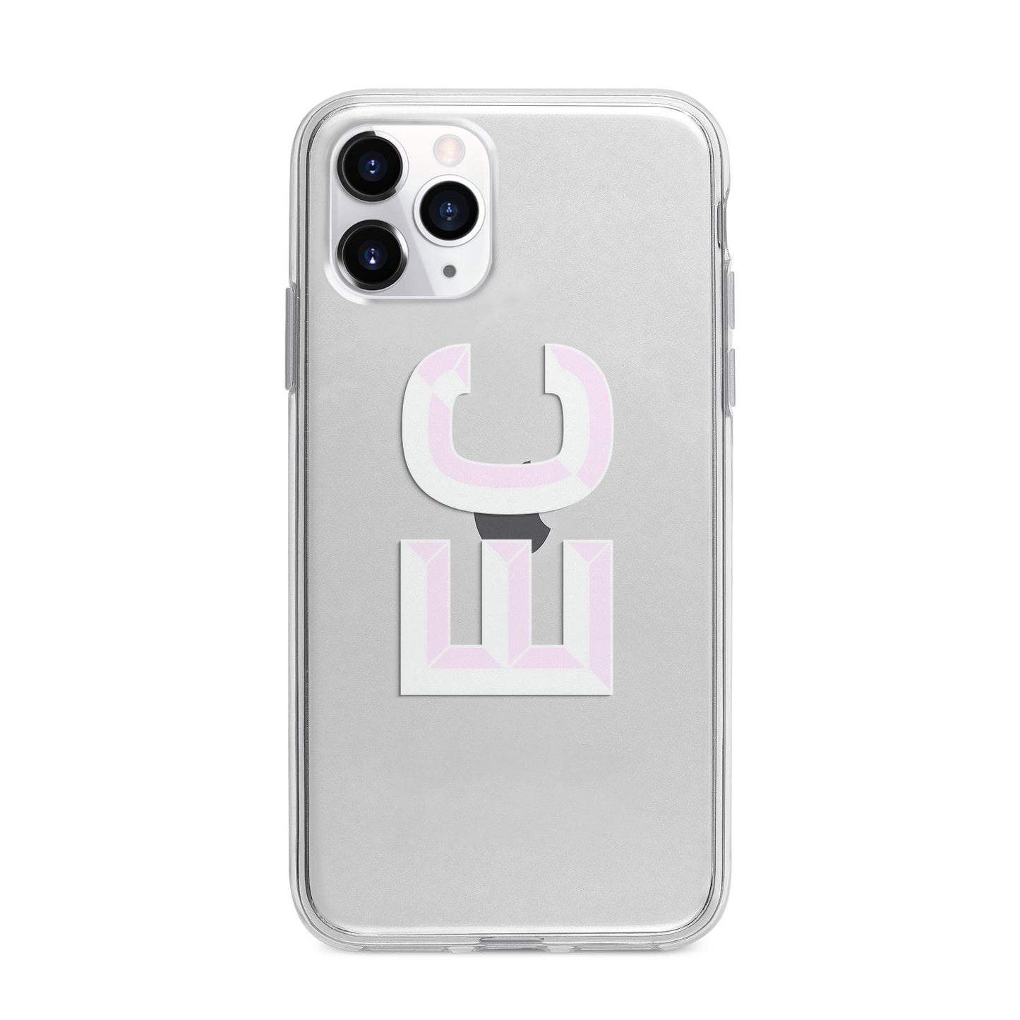 Personalised 3D Side Initials Clear Custom Apple iPhone 11 Pro Max in Silver with Bumper Case