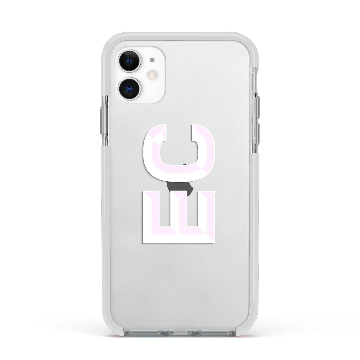 Personalised 3D Side Initials Clear Custom Apple iPhone 11 in White with White Impact Case