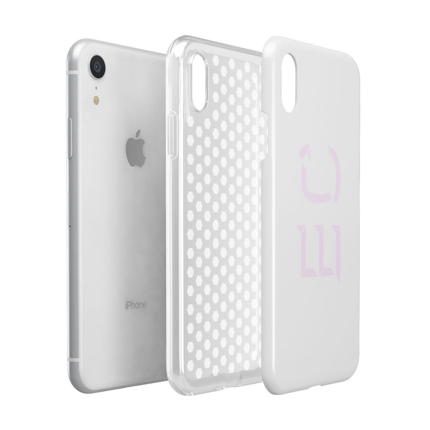 Personalised 3D Side Initials Clear Custom Apple iPhone XR White 3D Tough Case Expanded view
