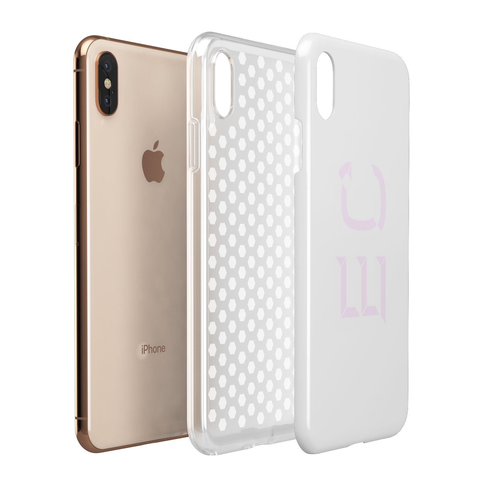 Personalised 3D Side Initials Clear Custom Apple iPhone Xs Max 3D Tough Case Expanded View