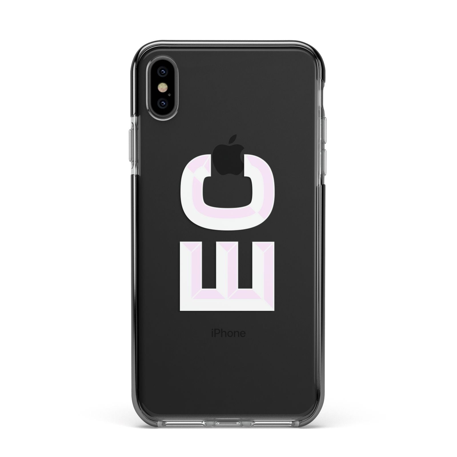 Personalised 3D Side Initials Clear Custom Apple iPhone Xs Max Impact Case Black Edge on Black Phone
