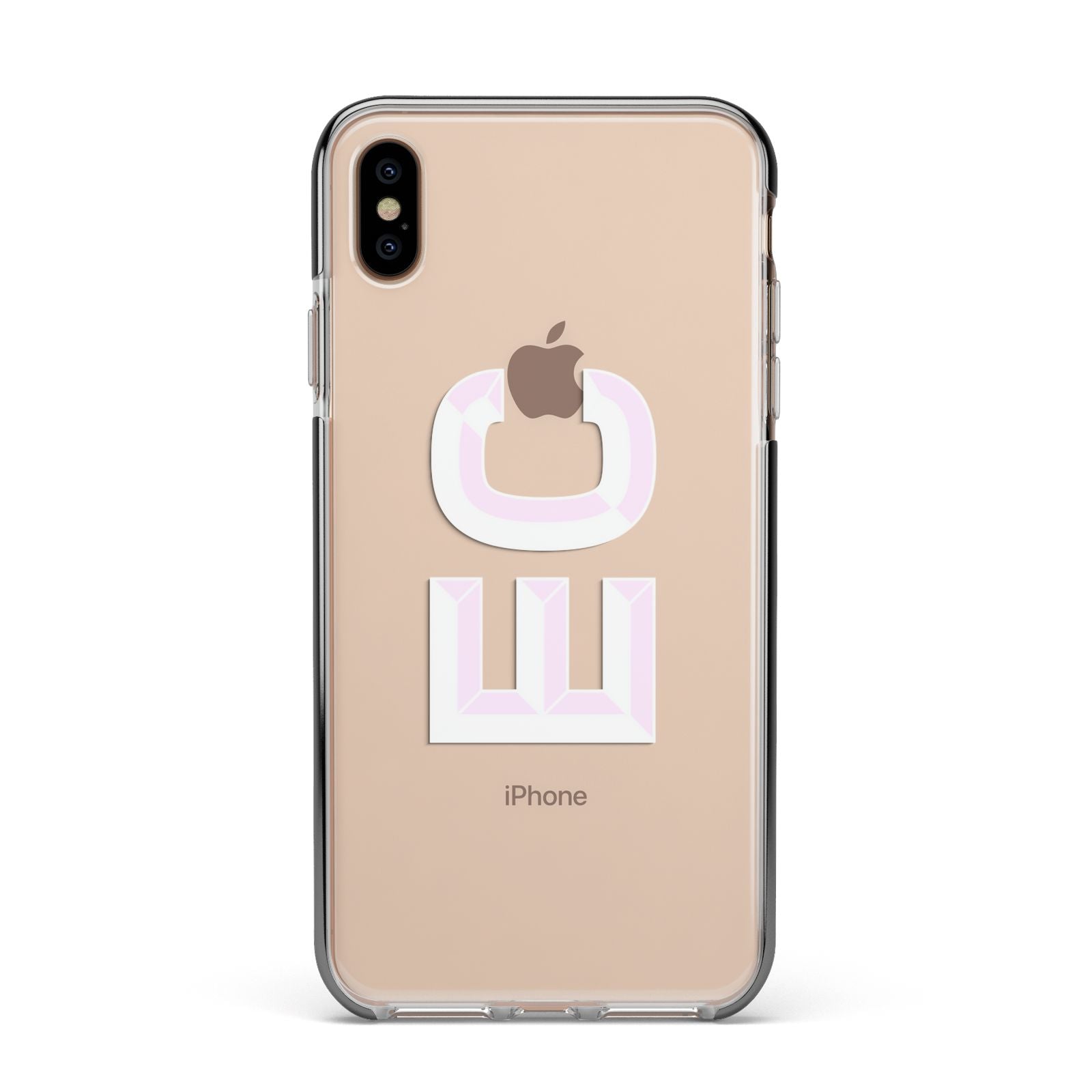 Personalised 3D Side Initials Clear Custom Apple iPhone Xs Max Impact Case Black Edge on Gold Phone
