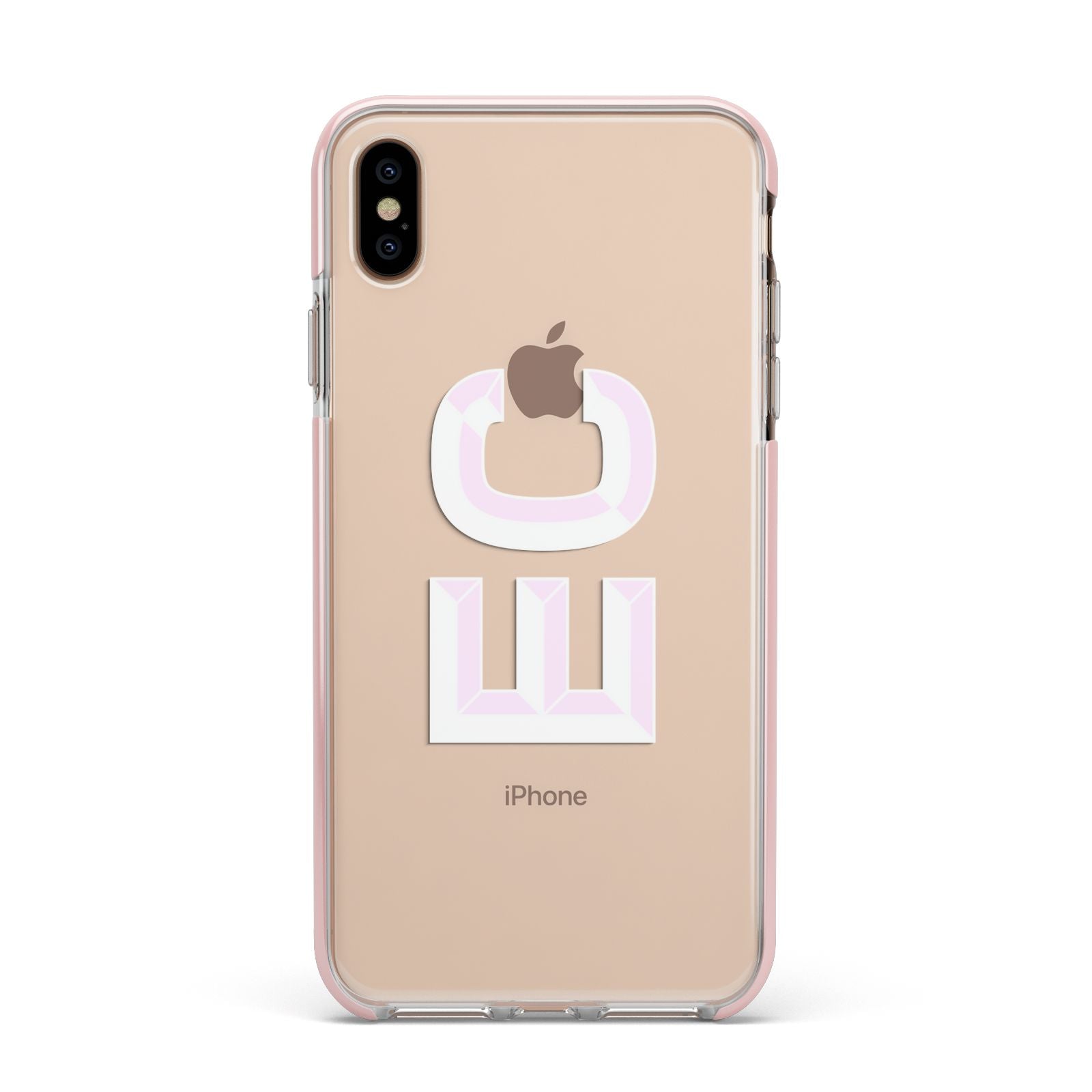 Personalised 3D Side Initials Clear Custom Apple iPhone Xs Max Impact Case Pink Edge on Gold Phone