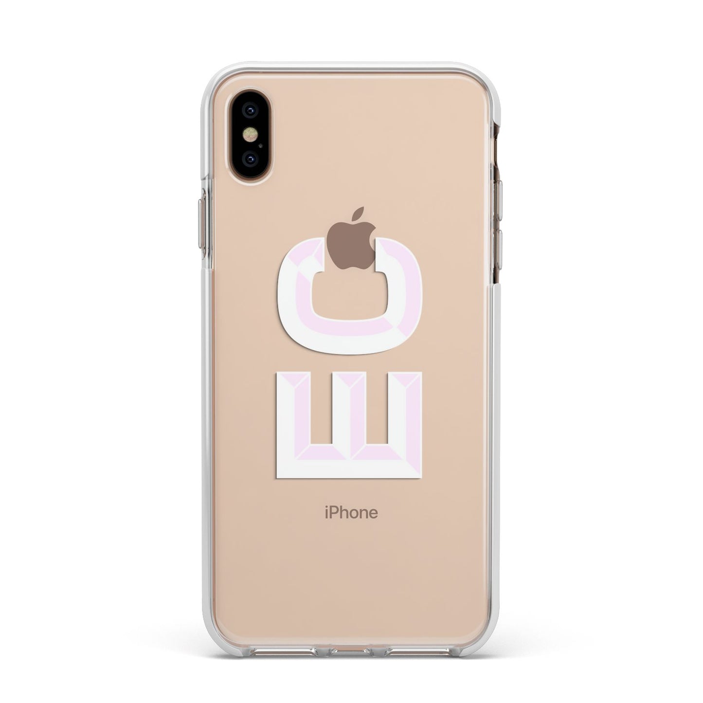 Personalised 3D Side Initials Clear Custom Apple iPhone Xs Max Impact Case White Edge on Gold Phone