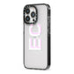 Personalised 3D Side Initials Clear Custom iPhone 13 Pro Black Impact Case Side Angle on Silver phone