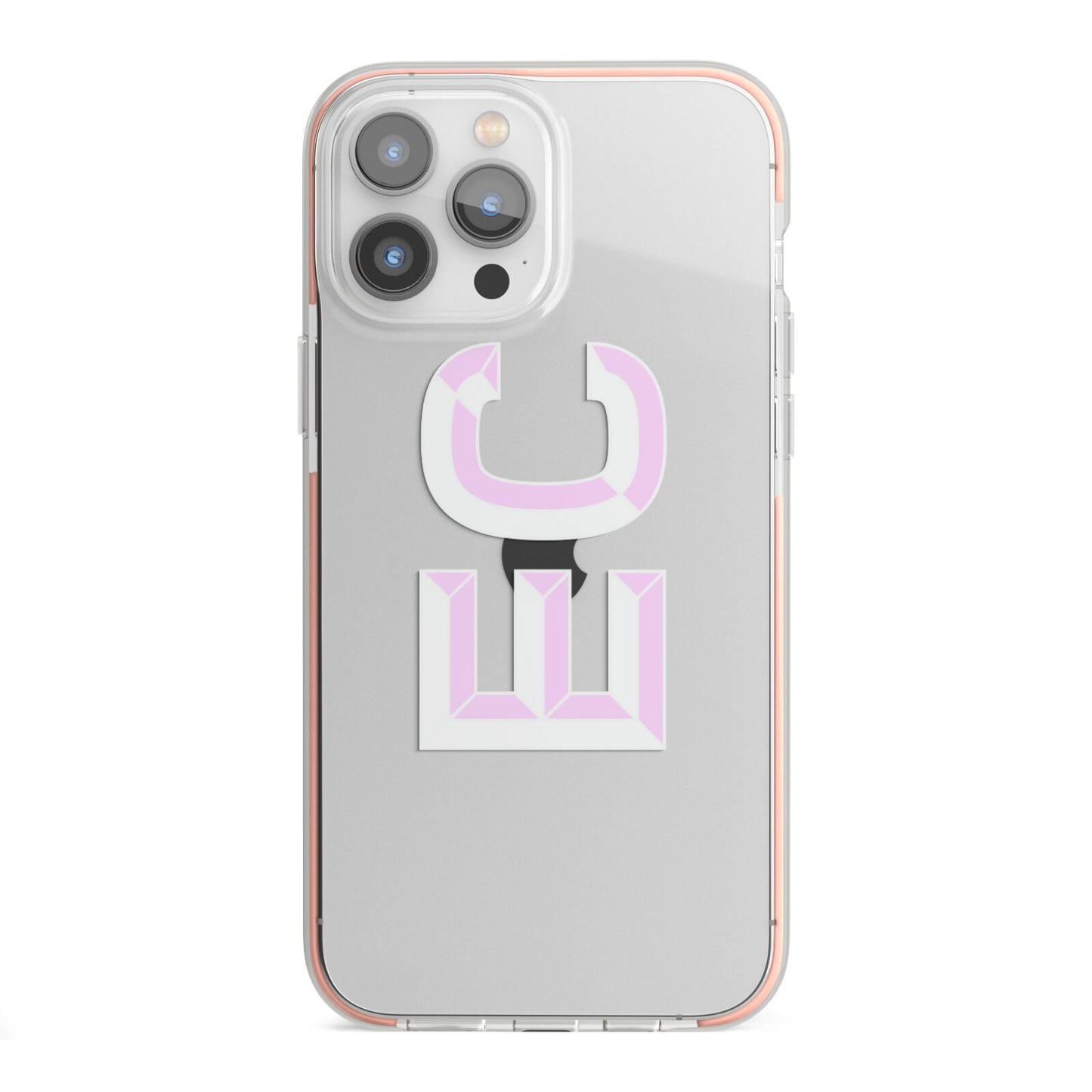 Personalised 3D Side Initials Clear Custom iPhone 13 Pro Max TPU Impact Case with Pink Edges