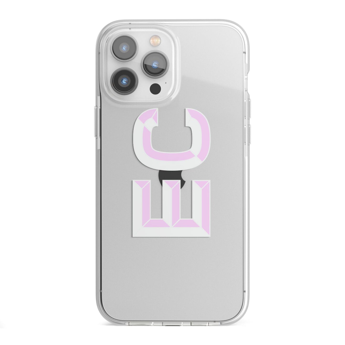 Personalised 3D Side Initials Clear Custom iPhone 13 Pro Max TPU Impact Case with White Edges