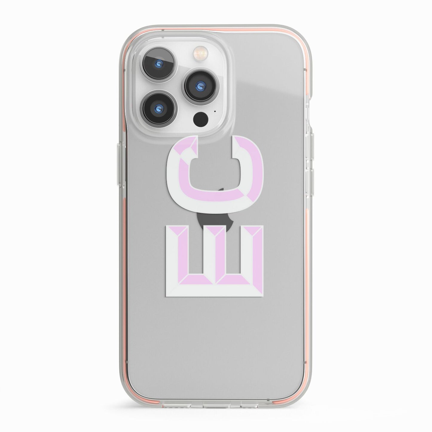 Personalised 3D Side Initials Clear Custom iPhone 13 Pro TPU Impact Case with Pink Edges
