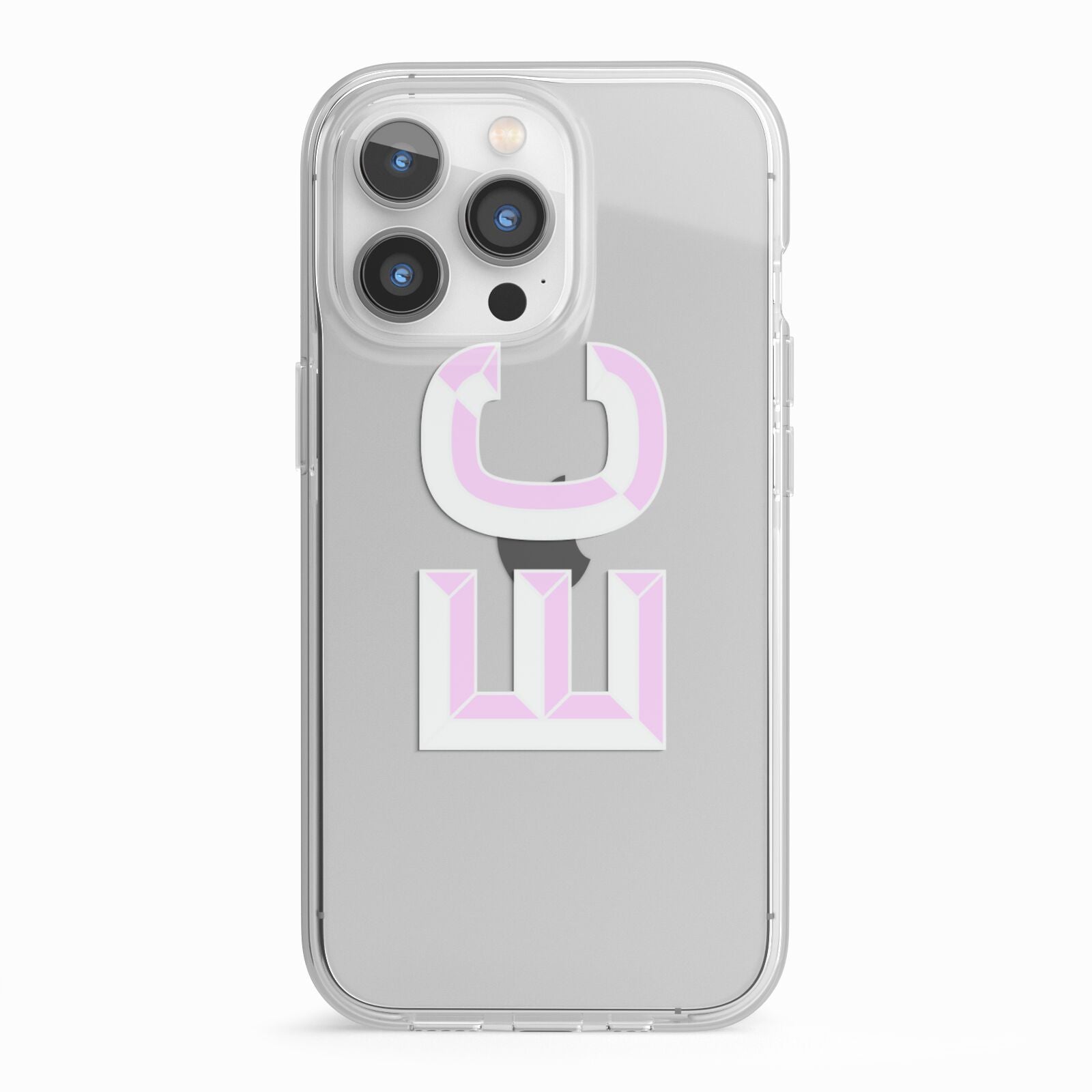 Personalised 3D Side Initials Clear Custom iPhone 13 Pro TPU Impact Case with White Edges