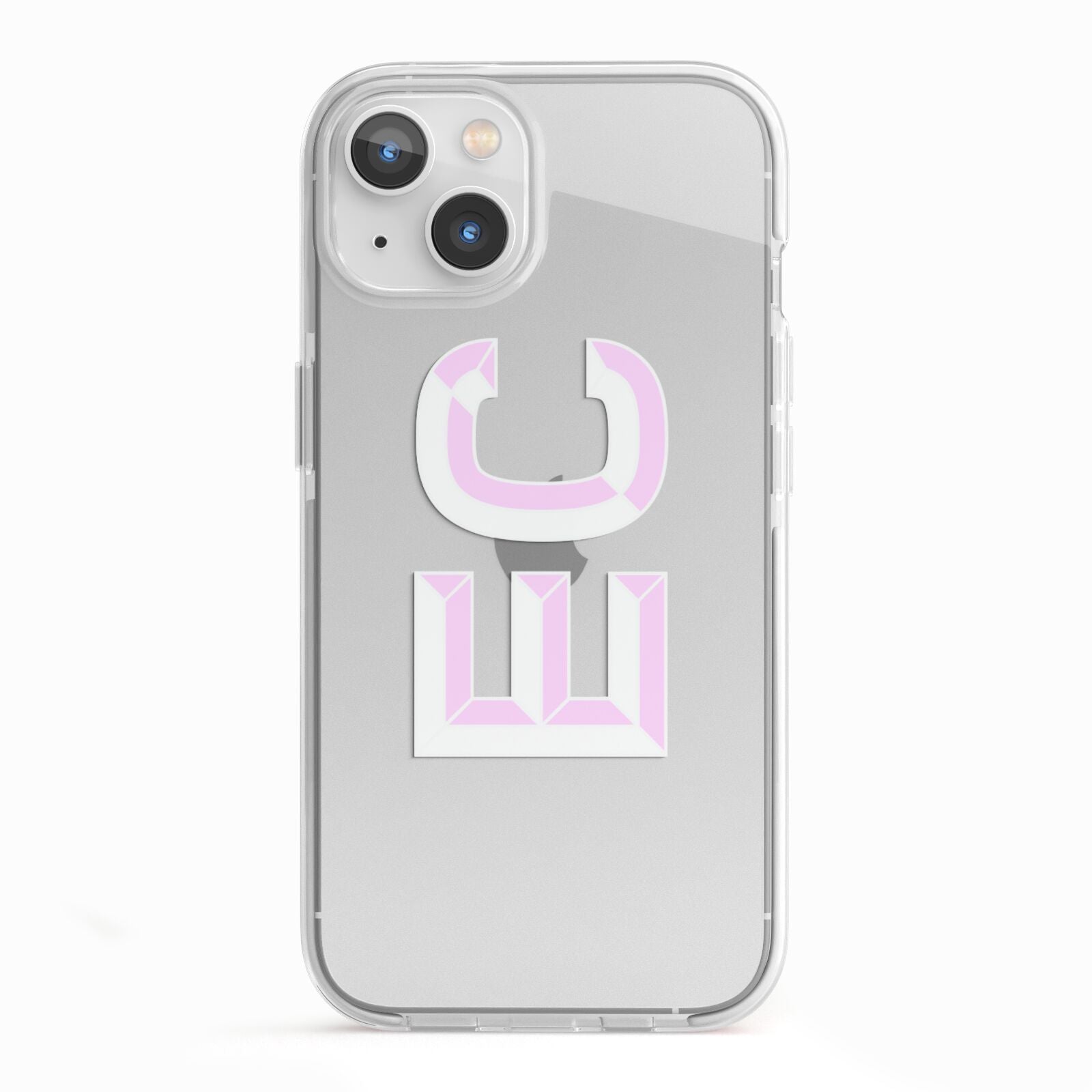 Personalised 3D Side Initials Clear Custom iPhone 13 TPU Impact Case with White Edges