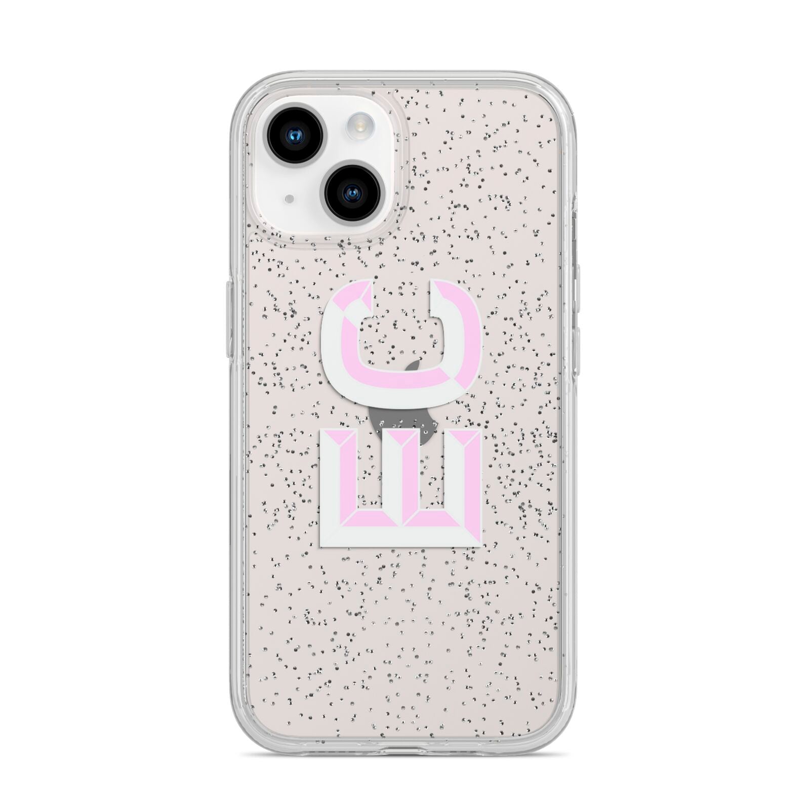 Personalised 3D Side Initials Clear Custom iPhone 14 Glitter Tough Case Starlight