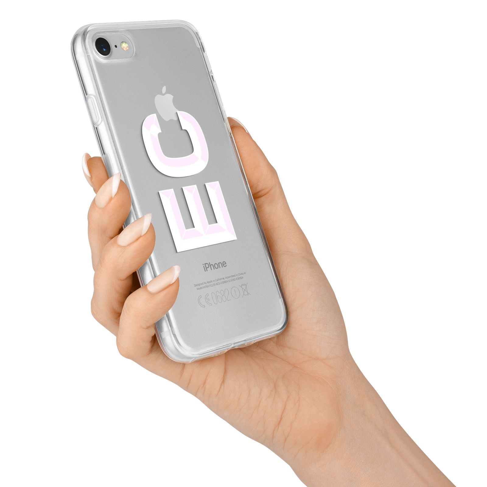 Personalised 3D Side Initials Clear Custom iPhone 7 Bumper Case on Silver iPhone Alternative Image
