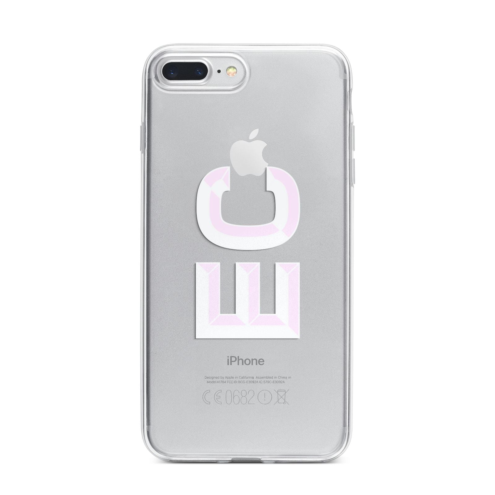 Personalised 3D Side Initials Clear Custom iPhone 7 Plus Bumper Case on Silver iPhone