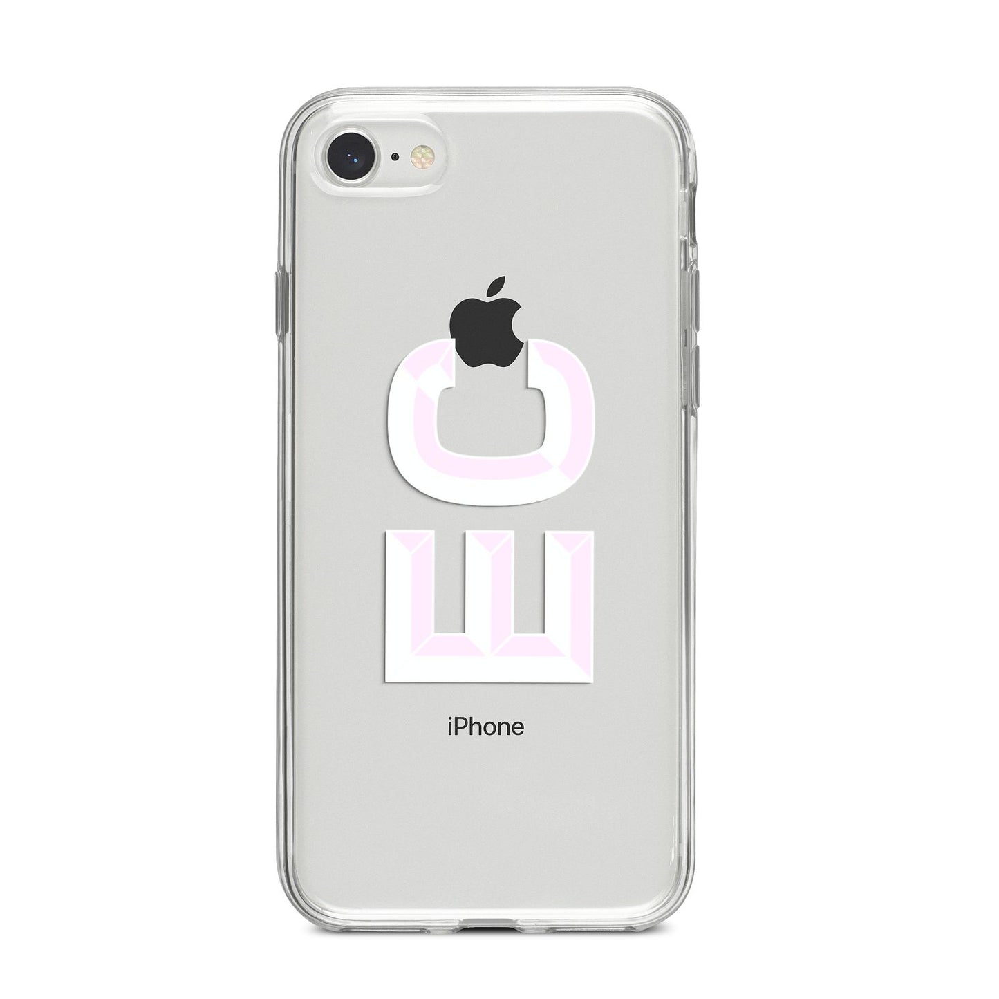 Personalised 3D Side Initials Clear Custom iPhone 8 Bumper Case on Silver iPhone