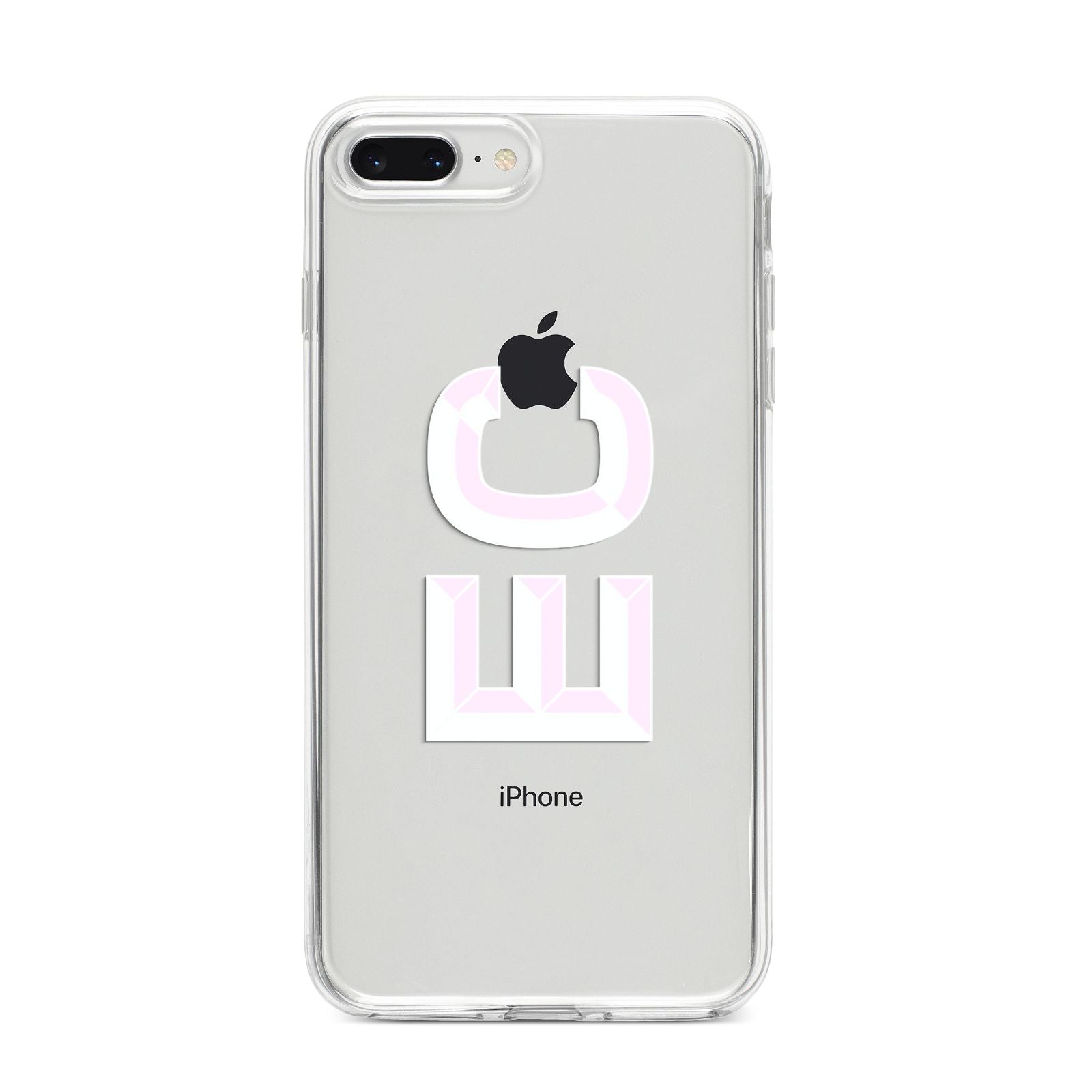 Personalised 3D Side Initials Clear Custom iPhone 8 Plus Bumper Case on Silver iPhone
