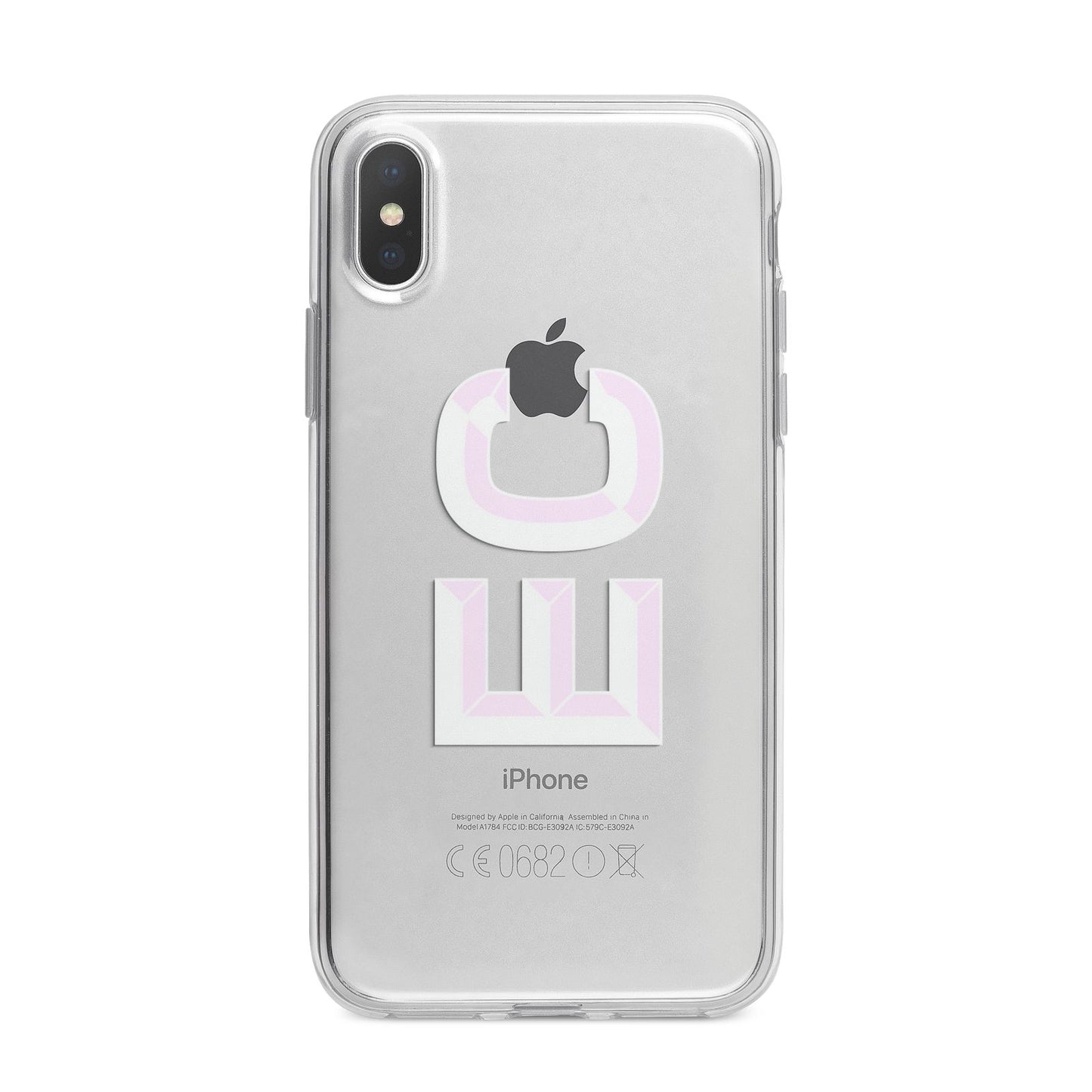Personalised 3D Side Initials Clear Custom iPhone X Bumper Case on Silver iPhone Alternative Image 1