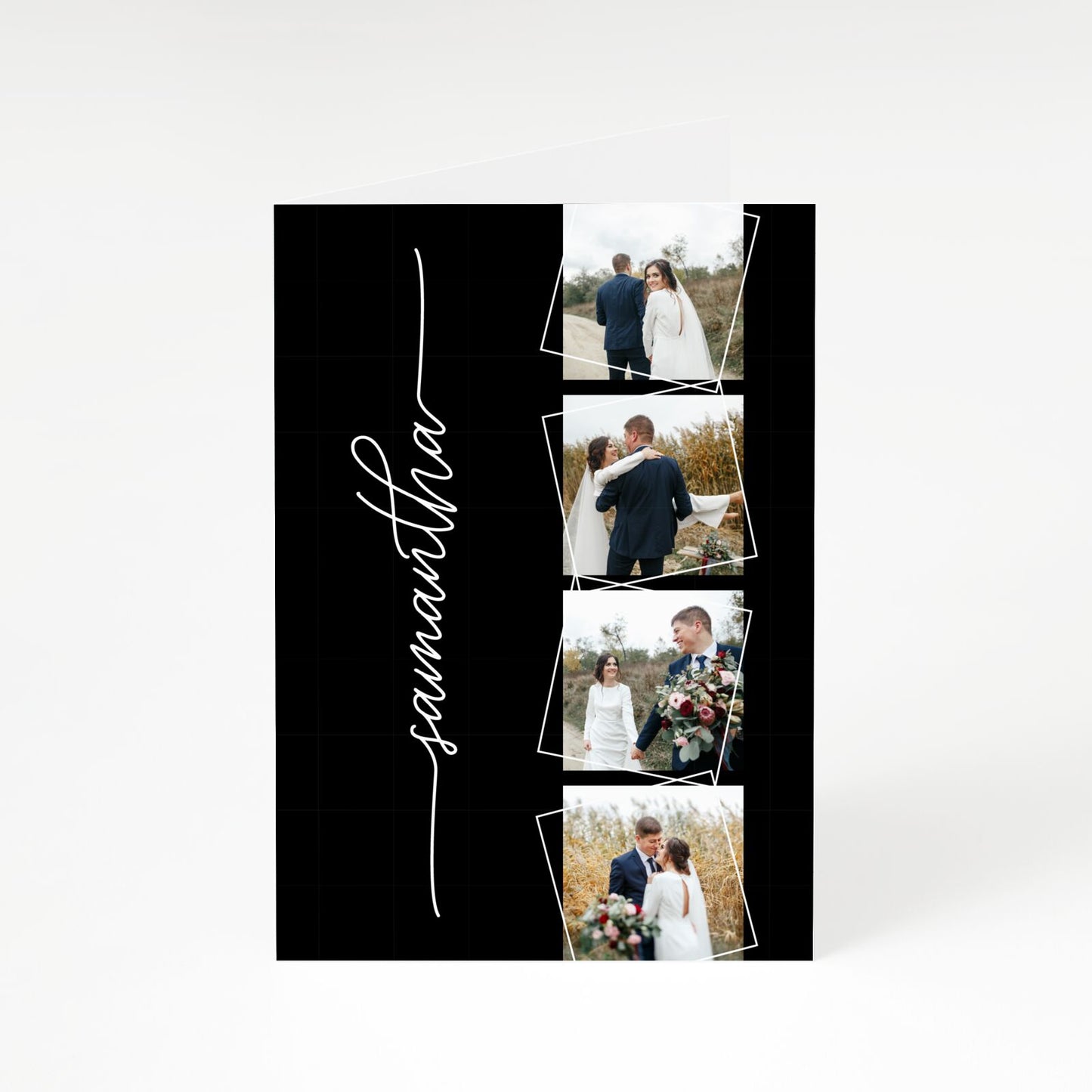 Personalised 4 Photo Couple Name A5 Greetings Card